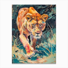 Asiatic Lion Lioness On The Prowl Fauvist Painting 2 Canvas Print