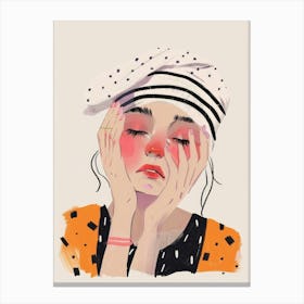 Girl With Red Face Canvas Print