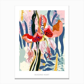 Colourful Flower Illustration Poster Bleeding Heart 2 Canvas Print