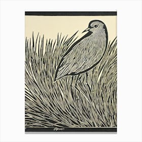 Lapwing Linocut Bird Canvas Print