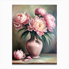 Pink Peonies in a Vase Canvas Print