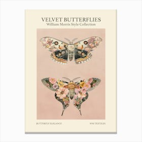 Velvet Butterflies Collection Butterfly Elegance William Morris Style 7 Canvas Print