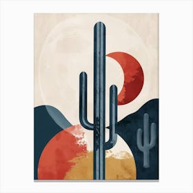 Moon Cactus Minimalist Abstract Illustration 3 Canvas Print