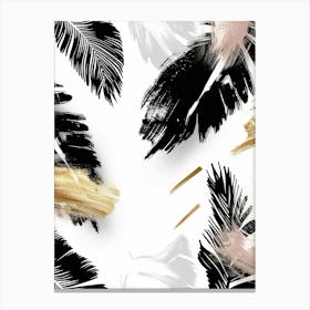 Abstract Black And Gold Feathers Canvas Print