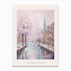 Dreamy Winter Painting Poster Amsterdam Netherlands 3 Canvas Print