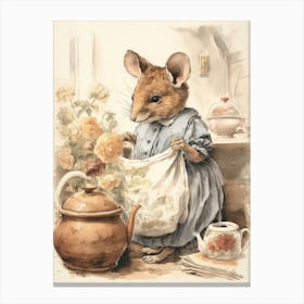 Storybook Animal Watercolour Mouse 2 Canvas Print