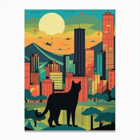 Sao Paulo, Brazil Skyline With A Cat 1 Canvas Print