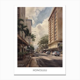 Honolulu Watercolor 1travel Poster Canvas Print