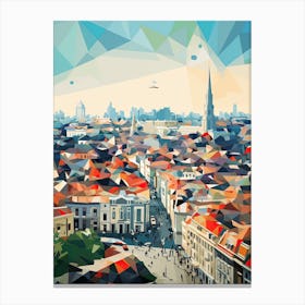 Brussels, Belgium, Geometric Illustration 2 Canvas Print