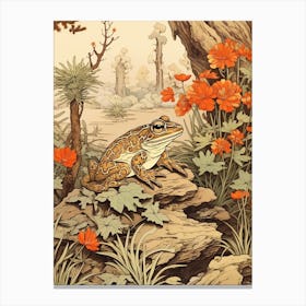 Vintage Japanese Frog Burrow 3 Canvas Print