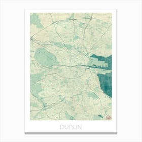 Dublin Map Vintage in Blue Canvas Print