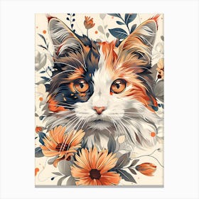 Cat With Flowers 10 Canvas Print