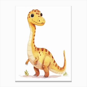 Cute Plateosaurus Dinosaur Watercolour Canvas Print