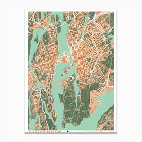 Estocolmo Orange Map Canvas Print
