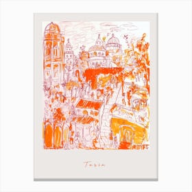 Turin Italy Orange Drawing Poster Canvas Print
