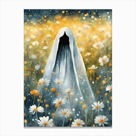 Sheet Ghost In A Field Of Flowers Painting (21) Canvas Print