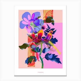 Cineraria 3 Neon Flower Collage Poster Canvas Print