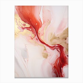Red, White, Gold Flow Asbtract Painting 1 Canvas Print