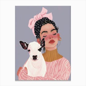 Girl With A Sheep 1 Canvas Print