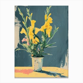Snapdragon Flowers On A Table   Contemporary Illustration 3 Canvas Print