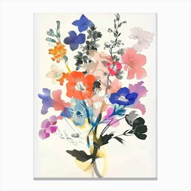 Larkspur Collage Flower Bouquet Canvas Print
