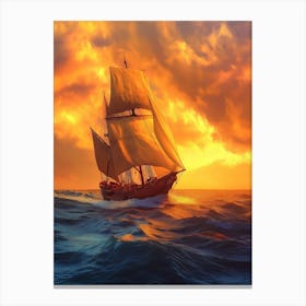 A Majestic Sailing Ship Gracefully Glides Across The Vast Ocean Leinwandbild