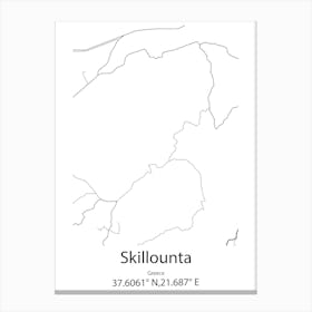 Skillounta,Greece Minimalist Map Canvas Print