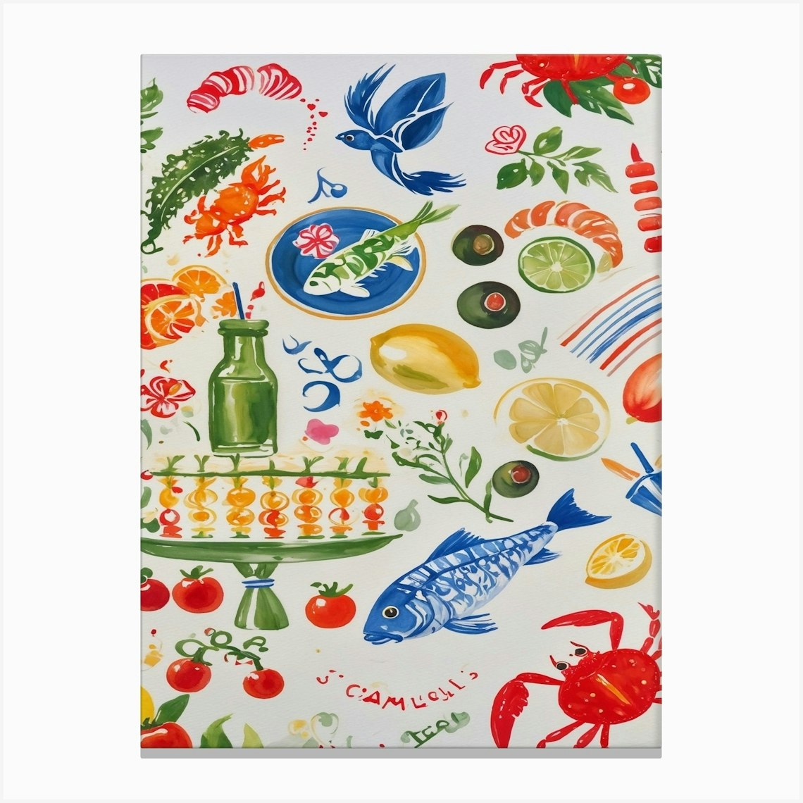 Kitchen Hand Drawing Summer Canvas Print by Lucent Art Shop