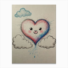 Heart With Clouds Canvas Print