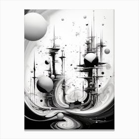 Parallel Universes Abstract Black And White 14 Canvas Print