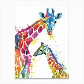 Giraffe Mother & Calf Watercolour 1 Canvas Print