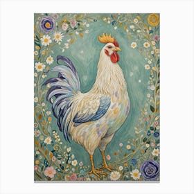 Floral Rooster Canvas Print