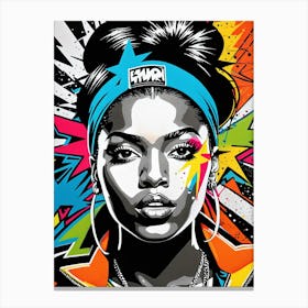 Graffiti Mural Of Beautiful Hip Hop Girl 45 Canvas Print