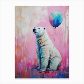 Cute Polar Bear 3 With Balloon Canvas Print