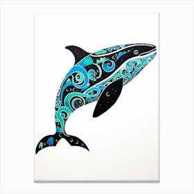 Orca Whale Aqua Pattern 1 Canvas Print