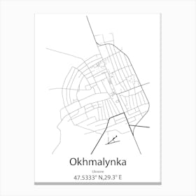 Okhmalynka,Ukraine Minimalist Map Canvas Print