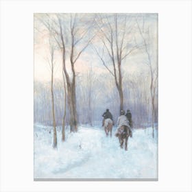 Two Men On Horseback In The Snow Canvas Print