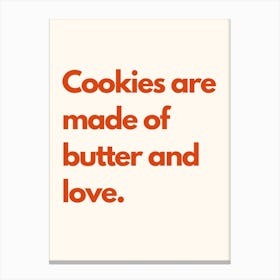 Cookie Love Kitchen Typography Cream Red Canvas Print