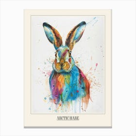 Arctic Hare Colourful Watercolour 3 Poster Canvas Print