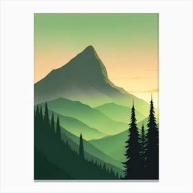 Misty Mountains Vertical Composition In Green Tone 79 Canvas Print