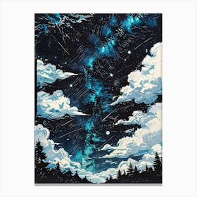 Night Sky With Clouds Canvas Print