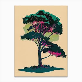 Cedar Tree Colourful Illustration 4 Canvas Print