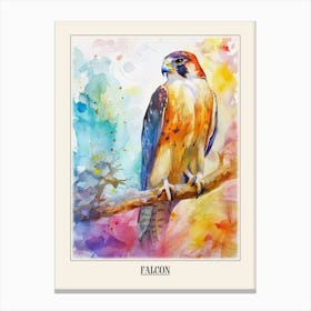 Falcon Colourful Watercolour 3 Poster Canvas Print