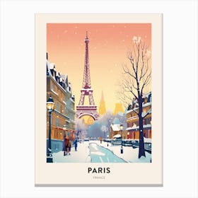 Vintage Winter Travel Poster Paris France 2 Canvas Print