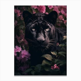 Floral black panther Canvas Print