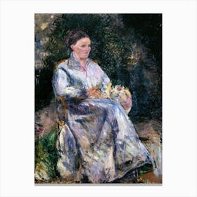 Julie Pissarro in the Garden (ca. 1874), Camille Pissarro Canvas Print