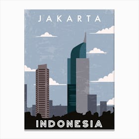 Jakarta, Indonesia — Retro travel minimalist poster Canvas Print