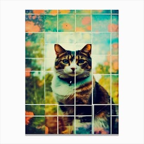 Cat In A Mosaic Polaroid Canvas Print