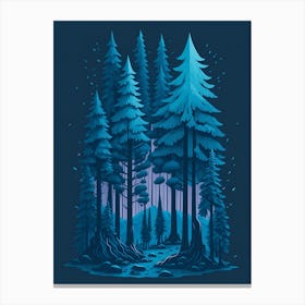 A Fantasy Forest At Night In Blue Theme 33 Canvas Print