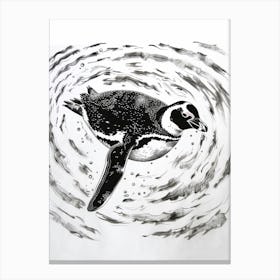 King Penguin Swimming 2 Canvas Print